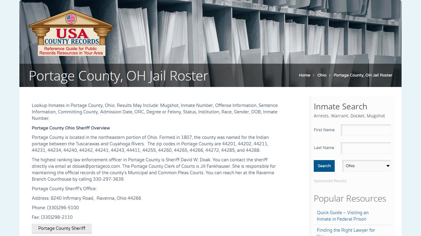 Portage County, OH Jail Roster | Name Search